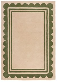 Zöld-natúr színű kézi szövésű gyapjú szőnyeg 160x230 cm Lois Scallop – Flair Rugs