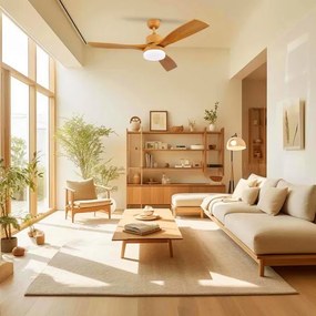 ZEVENTI - LED mennyezeti ventilátor MARE LED/24W/230V Wi-Fi Tuya tölgy + távirányító