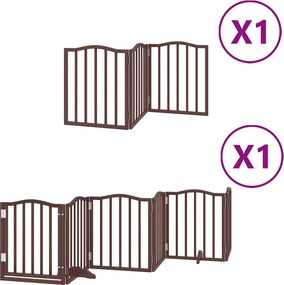 vidaXL barna nyárfa 9 paneles összecsukható kutyakapu ajtóval 450 cm