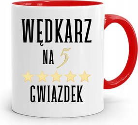 Piros Horgász Bögre Horgász 5 Csillagos, fényképes nyomott mintával