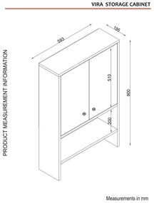 Fürdőszobai fali szekrény VIRA 90x59 cm fehér