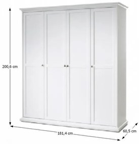 PARIS 75354 ruhásszekrény polcokkal 4D fehér