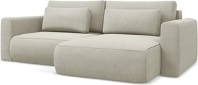 Bézs kinyitható-tárolóhelyes sarokkanapé (jobb oldali-heverő résszel) Kapua – Makamii
