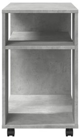 betonszürke szerelt fa kisasztal kerekekkel 70 x 35 x 60 cm