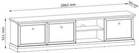 Emolio TV szekrény 206 cm - fehér