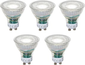 5 darabos GU10 50 mm-es dimmelhető LED izzókészlet, átlátszó, 2,5 W, 450 lm, 6500 K
