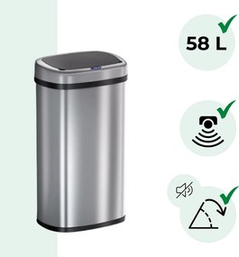 DEUS érzékelős szemetes, 58 liter, ezüst Jurhan