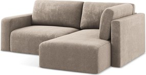 Bézs zsenília kinyitható-tárolóhelyes sarokkanapé (jobb oldali-L alakú) Kona – Makamii