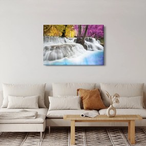 Egy kép Erawan vízeséséről az erdőben (90x60 cm)