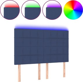vidaXL kék szövet LED-es fejtámla 144x5x118/128 cm