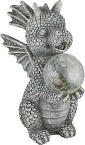 Globo 33888 Solar lámpa, sárkány, műanyag szürke matt, üveggömb tiszta repedezett, nyomógombos, elemmel együtt AAA 300mAh 1.2V, IP44, HxSzxM: 190x135x275mm, tartozék: LED 0.024W 3V, 3000K