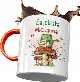 Narancssárga Bögre Michalina Barátnőnek Ajándék Nyomtatott Fotóval