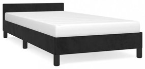 fekete bársony ágykeret fejtámlával matrac nélkül 80 x 200 cm