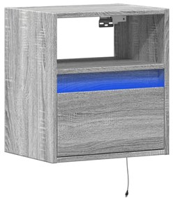 szürke sonoma színű fali TV-szekrény LED-del 41 x 31 x 45 cm