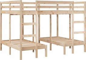 vidaXL tömör fenyőfa tripla emeletes ágykeret 140x200/70x140 cm