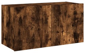 füstös tölgy színű fali TV-szekrény LED-ekkel 80x35x41 cm