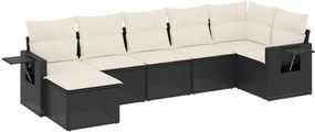 vidaXL 7 részes fekete polyrattan kerti ülőgarnitúra párnával