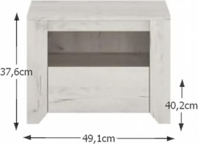 Hálószoba garnitúra, (szekrény, ágy 160x200, 2x éjjeliszekrény), fehér craft, ANGEL