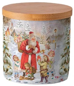 Télapós karácsonyi porcelán konyhai tároló kicsi Santa bringing presents
