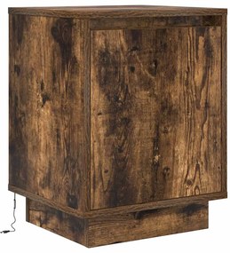 Füstös tölgy színű éjjeliszekrény LED-világítással 38x34x50 cm