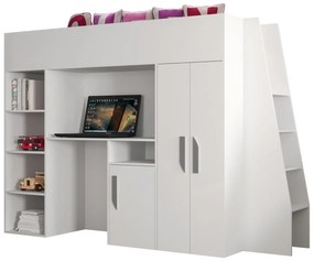 Kombinált gyerekágy 90 cm Puro 15 (matt fehér + fényes fehér + szürke fogantyúk). 1087101