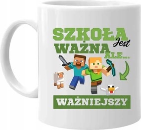 Ajándék bögre Az iskola fontos, de a Minecraft fontosabb