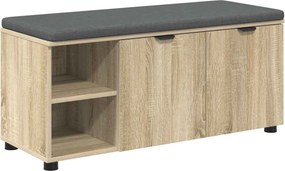 vidaXL Előtér pad Sonoma tölgy 100 x 38 x 46 cm Műanyag Fa és Szövet