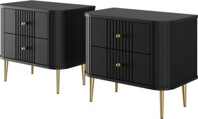 Vesper éjjeliszekrény készlet 56 cm - fekete / arany lábak