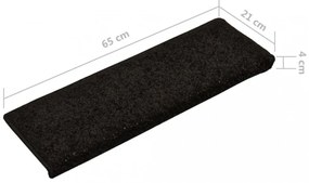 10 db fekete lépcsőszőnyeg, téglalap alakú széllel, 65 x 21 x 4 cm