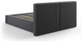 Sötétszürke kárpitozott franciaágy tárolóhellyel, ágyráccsal 180x200 cm Arendal – Cosmopolitan Design