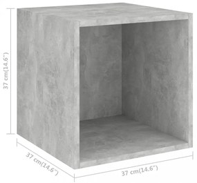 2 db betonszürke szerelt fa fali szekrény 37 x 37 x 37 cm