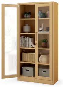 Üveges vitrin AMELIA, 900 x 1850 x 400 mm, Fresh Style: bézs