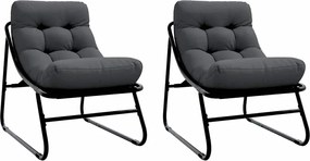 vidaXL Kerti bútor 2 pcs Fekete 60,5 x 81 x 71 cm Porszórt acél