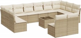 vidaXL 13 részes bézs polyrattan kerti ülőgarnitúra párnákkal