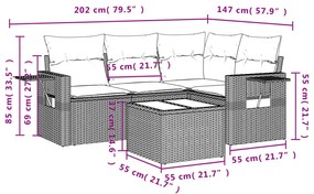 5 részes bézs polyrattan kerti ülőgarnitúra párnákkal