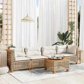 5 részes bézs polyrattan kerti ülőgarnitúra párnákkal