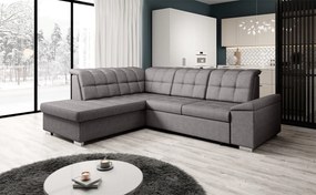 Kinyitható ülőgarnitúra, barnásszürke, balos, OREO ROH