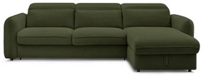 Zöld kinyitható sarokkanapé (variálható) Achille – Bobochic Paris