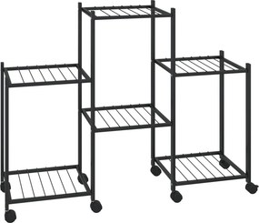 vidaXL fekete vas virágtartó állvány kerekekkel 83 x 25 x 63,5 cm