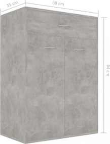 betonszürke szerelt fa cipősszekrény 60 x 35 x 84 cm