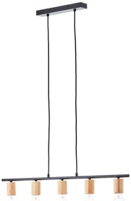 Brilliant - Függőlámpa kábellel KERRY 5xE27/40W/230V fekete/bambusz
