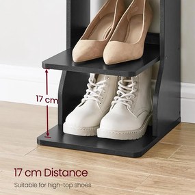 Vékony cipőtartó, keskeny cipőtároló rendszer, 6 szintes, fekete