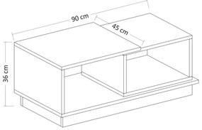Konferenční asztal CONSEPT 36x90 cm barna/szürke