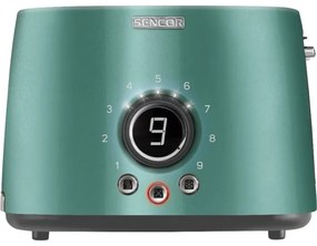 Sencor - Kétnyílásos kenyérpirító melegítőrácssal, 1000W/230V, mentazöld