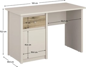 Univerzális PC-asztal, kasmír/evoke tölgy, KAROS 1D1S/120