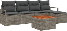 vidaXL Kerti Kanapé Szett párnával 6 pcs Szürke polirattan