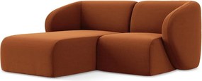 Terrakotta színű bársony sarokkanapé (bal oldali-heverő résszel) Lani – Makamii