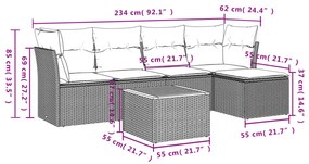 6 részes szürke polyrattan kerti ülőgarnitúra párnákkal