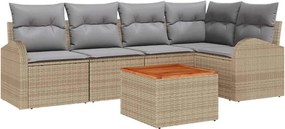 vidaXL Kerti Kanapé Szett 6 pcs Beige és Világosszürke polirattan
