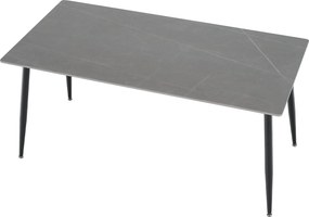 Étkezőasztal, szürke márvány/fekete, 160x80 cm, FLORENC TYP 2